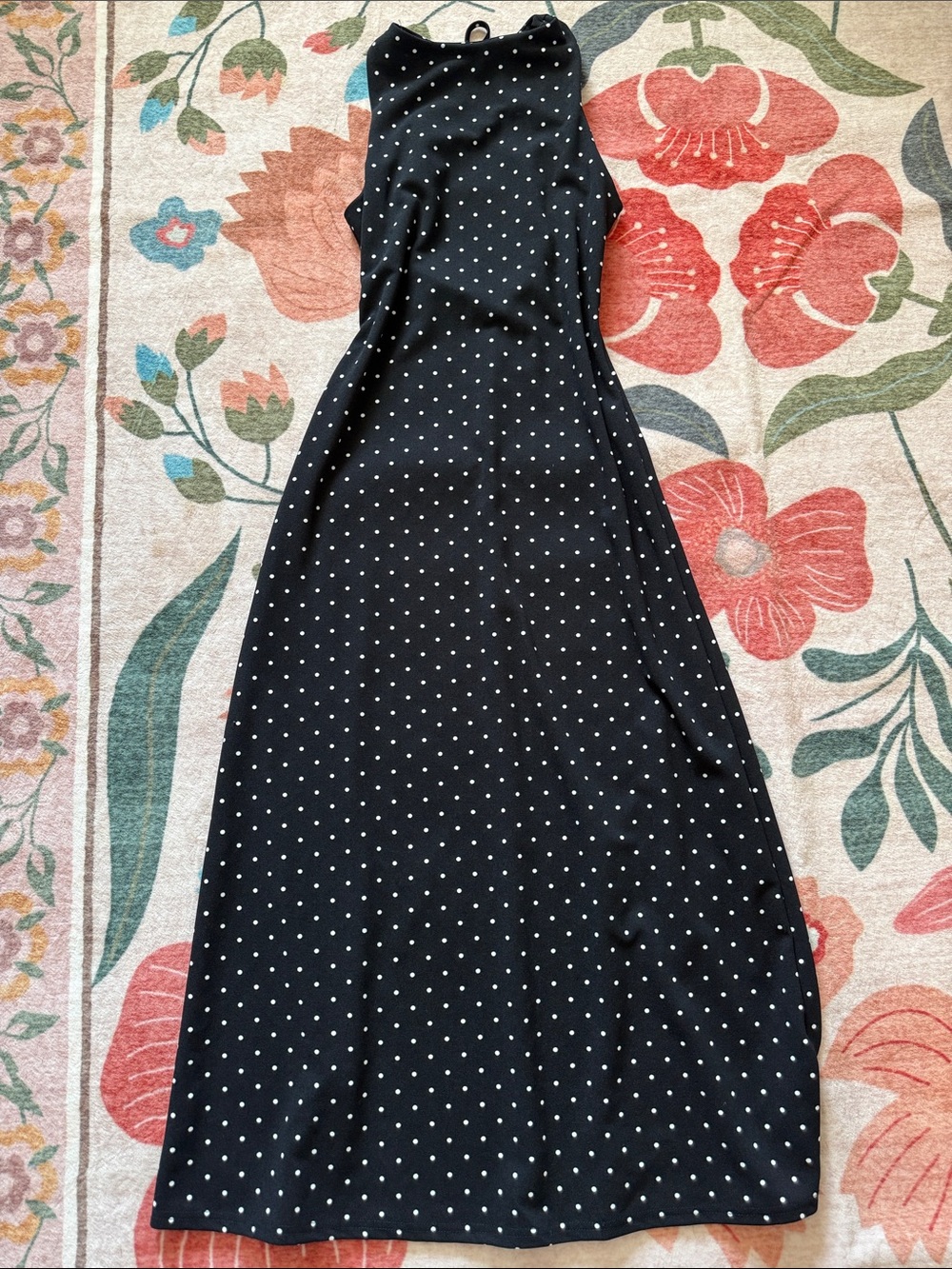 SHEIN Black Maxi Dress with White Polka Dots